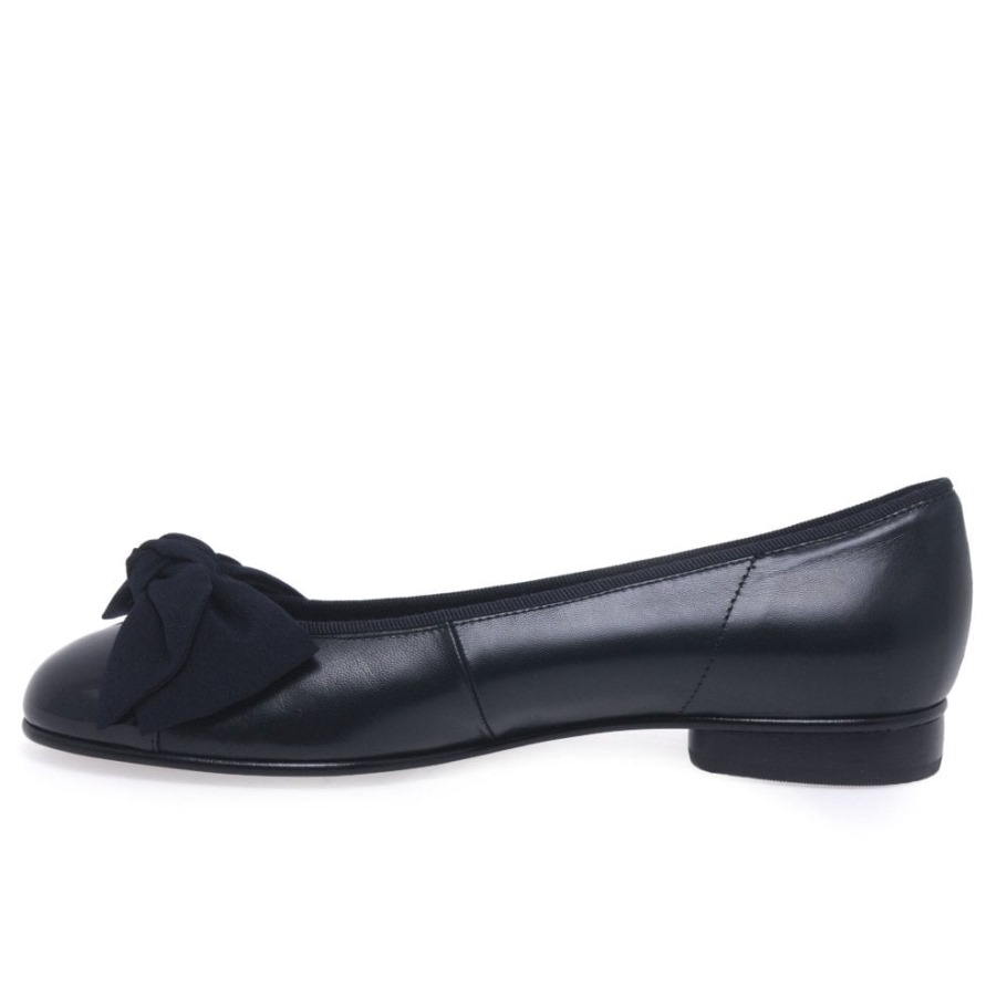Navy Gabor Amy Bow Trim Womens Ballerina Pumps