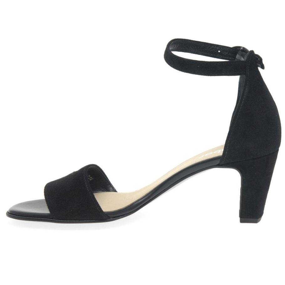 Unicorn Womens High Heeled Sandals Black Suede Gabor