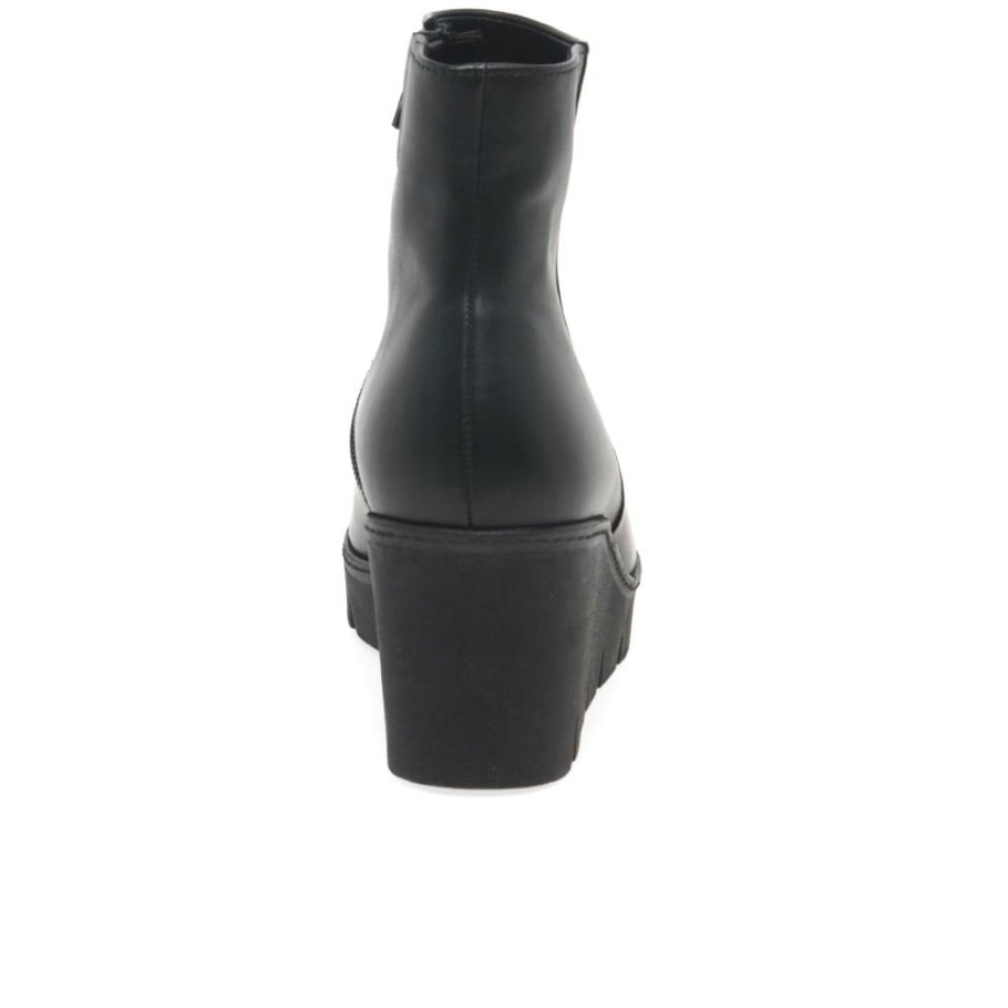 Utopia Womens Chunky Wedge Heel Ankle Boots Gabor Black