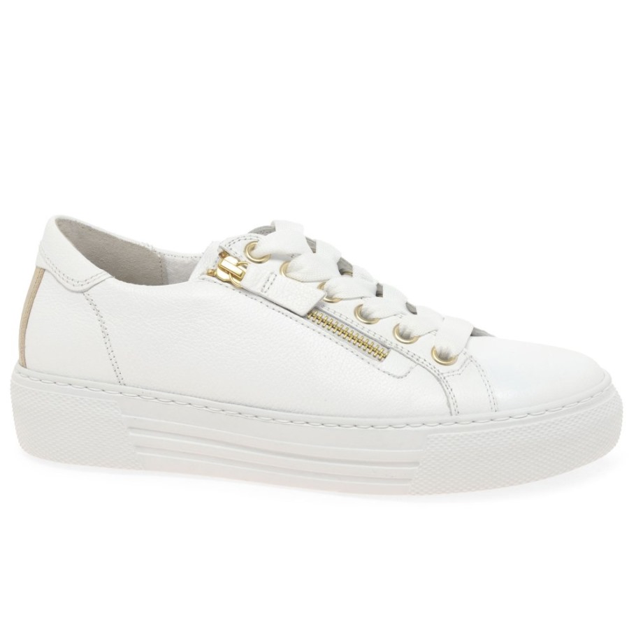 White/Platino Gabor Campus Womens Trainers