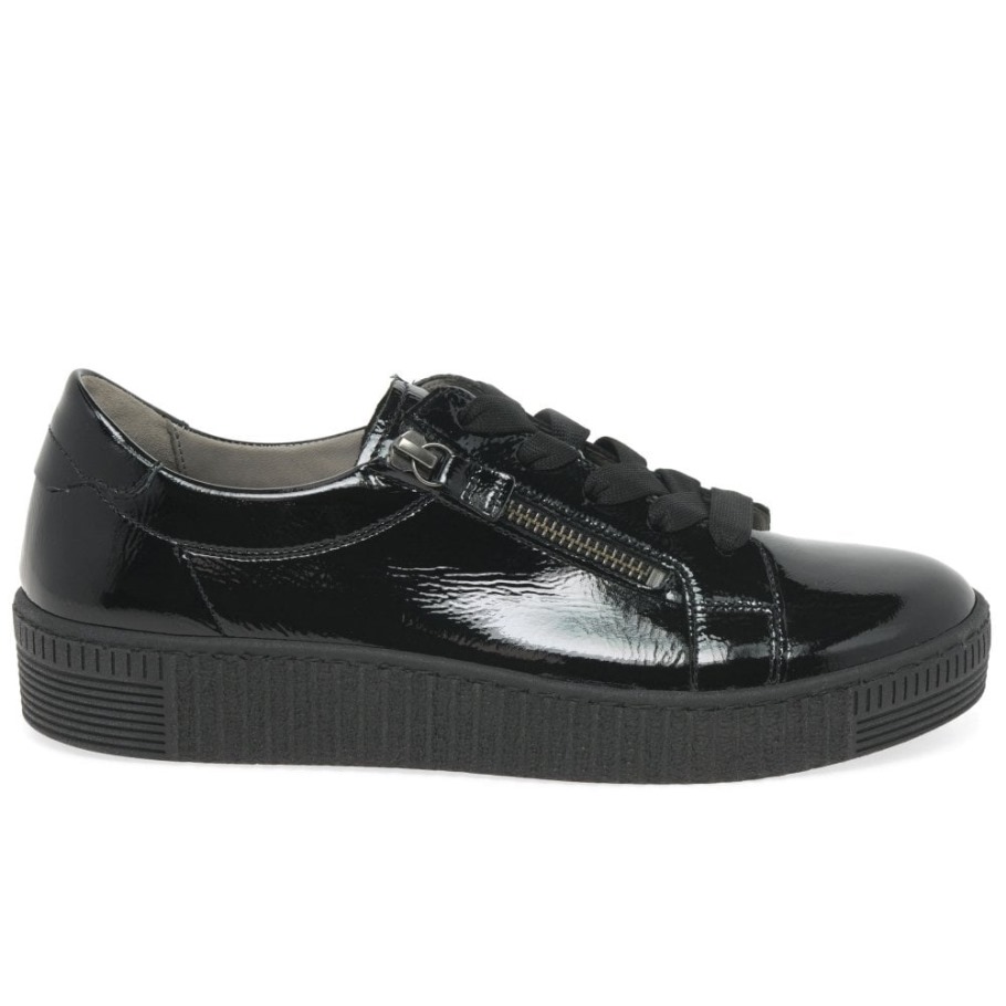 Wisdom Womens Casual Shoes Black Patent Gabor