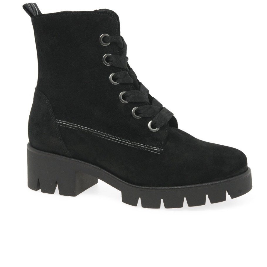 Black Suede Gabor Suisse Baccara Womens Ankle Boots