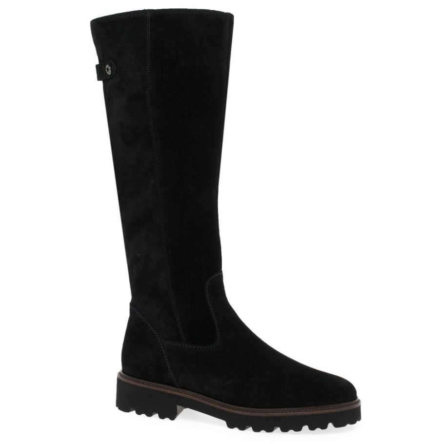 Black Suede Gabor Suisse Be- Bop M Womens Knee High Boots