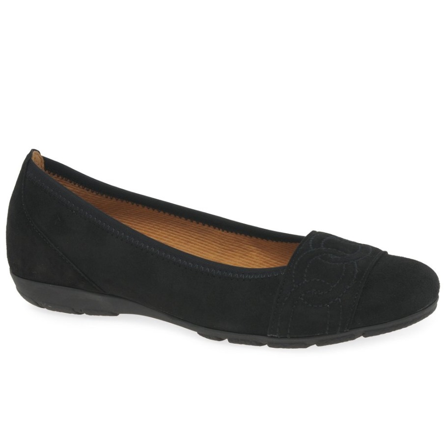 Black Suede Resemblance Ladies Shoes Gabor