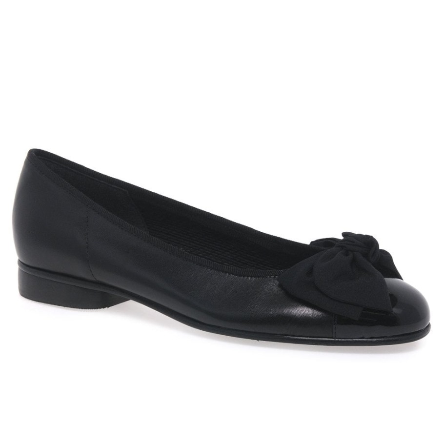 Gabor Amy Bow Trim Womens Ballerina Pumps Black