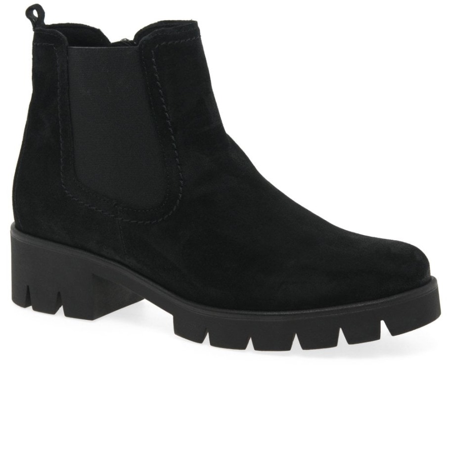 Gabor Black Suede Bodo Womens Suede Chelsea Boots