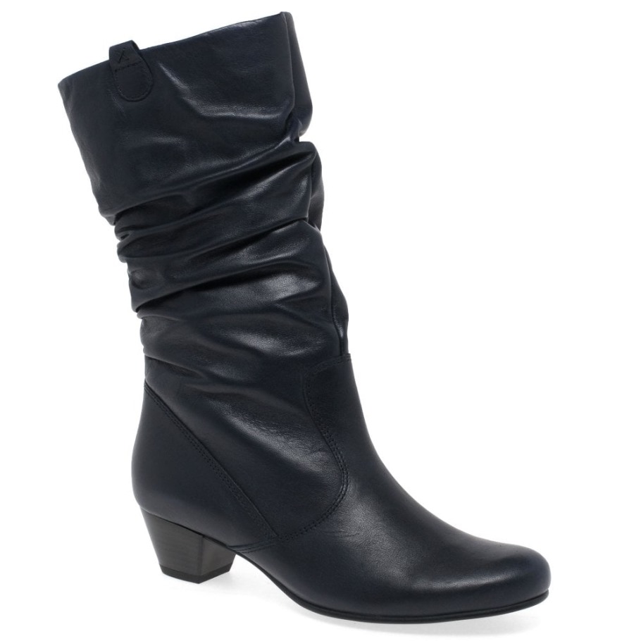 Gabor Rachel Leather Wide Fitting Boots Midnight