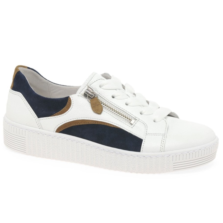 Gabor White/Marine Wemo Ladies Trainers