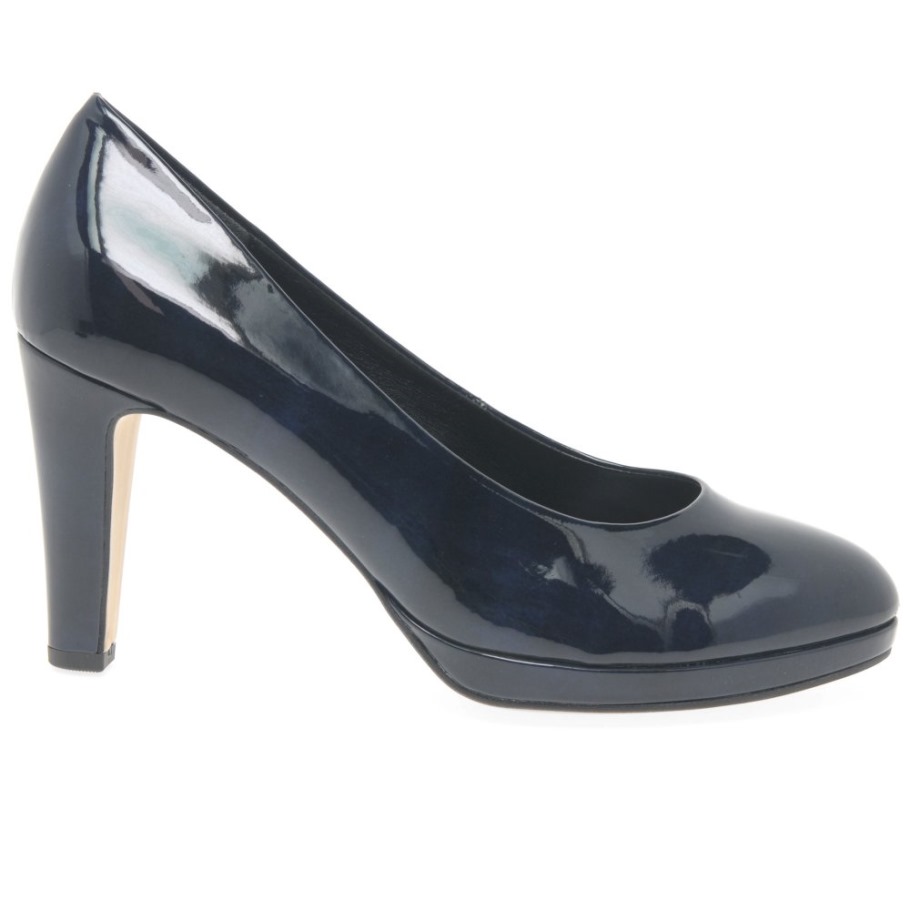 Marine Patent Gabor Splendid Womens High Heel Court Shoes