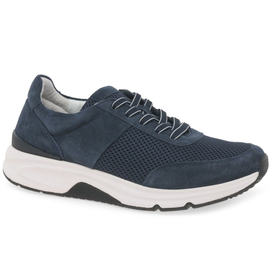 Marine Suede/Mesh Aloe Ladies Trainers Gabor